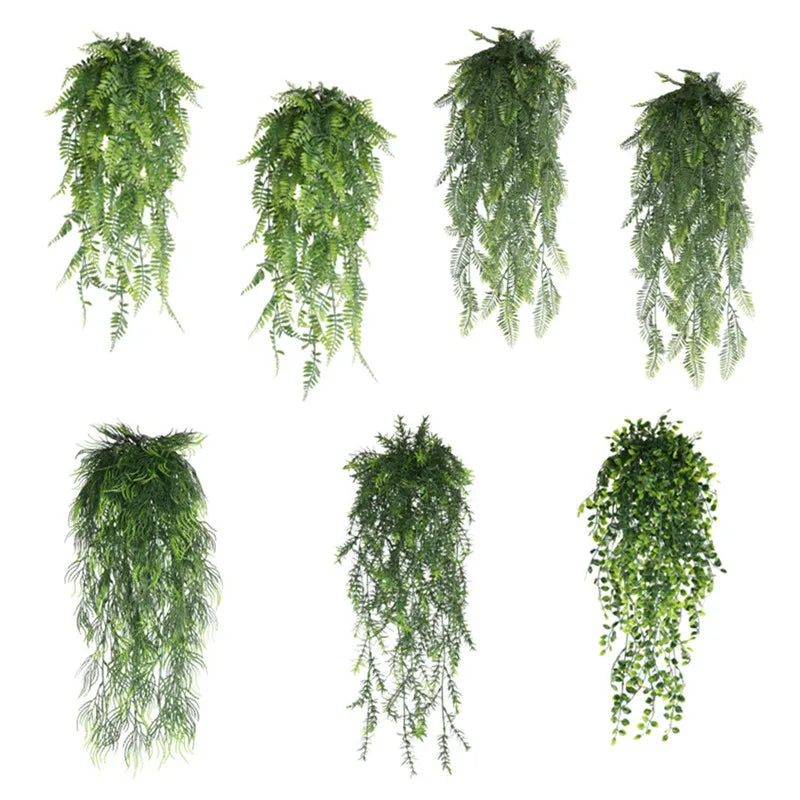 Artificial Plant Vines Wall Hanging Rattan Leaves Branches Outdoor Garden Home Decoration Plastic Fake Silk Leaf Green Plant Ivy